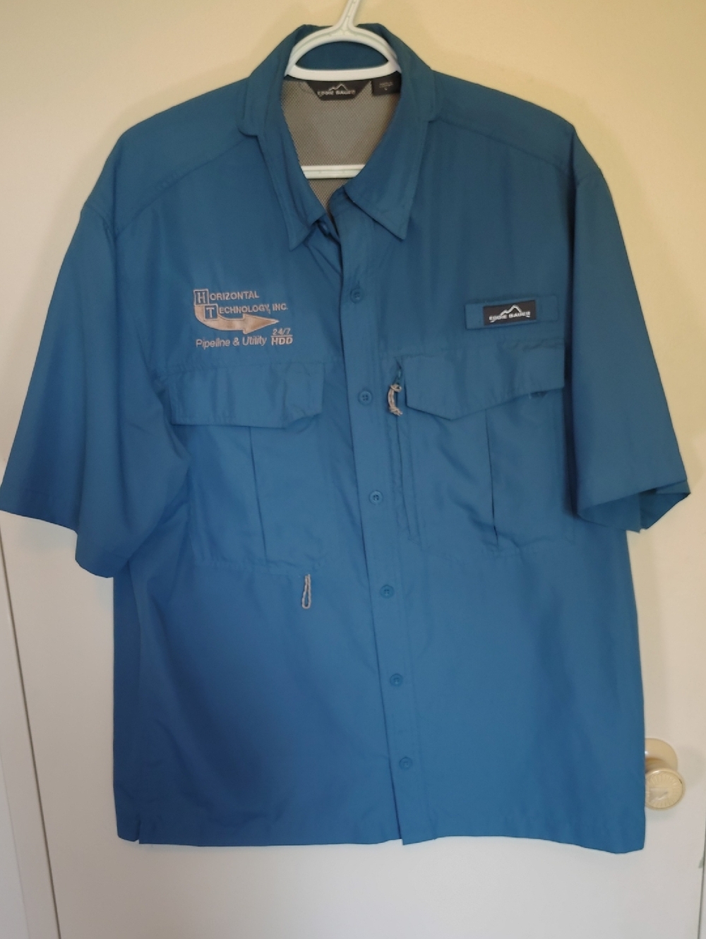 Eddie Bauer Men's Short-Sleeve Outdoor Shirt Teal Blue